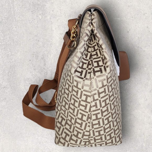Tommy Hilfiger Large Tan Tonal Jacquard Backpack with Detachable Card Ho… main image 7